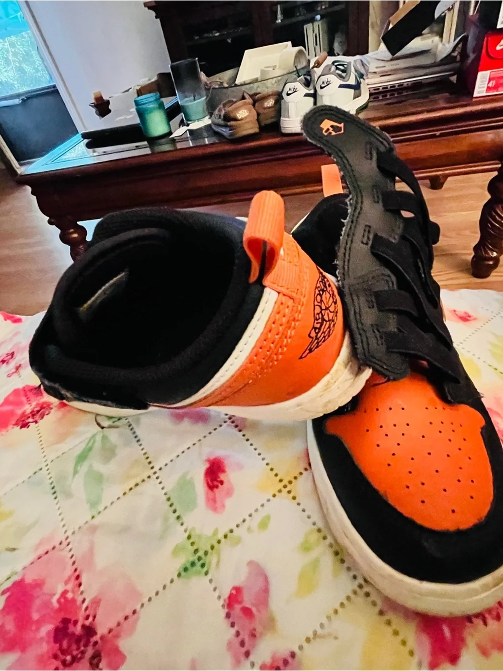 Nike Kids Black and Orange and white Harley Davison colored air  Low-Top Sneaker
